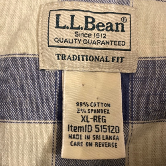 L.L. Bean Men’s XL-Reg Traditional Fit Blue & Cream Buffalo Plaid LS Shirt - Picture 3 of 9